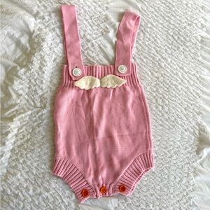 Beebeebaby boutique Pink Knit Baby Romper with Angel Wings NWT